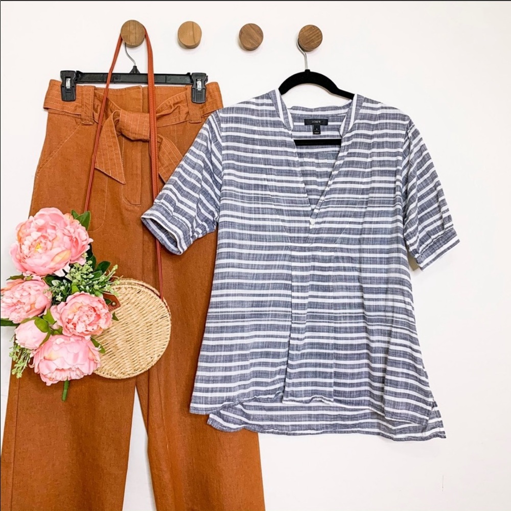 J. Crew Striped Gauze Tunic Top In Blue Style Number A5403 Cotton Size XS
